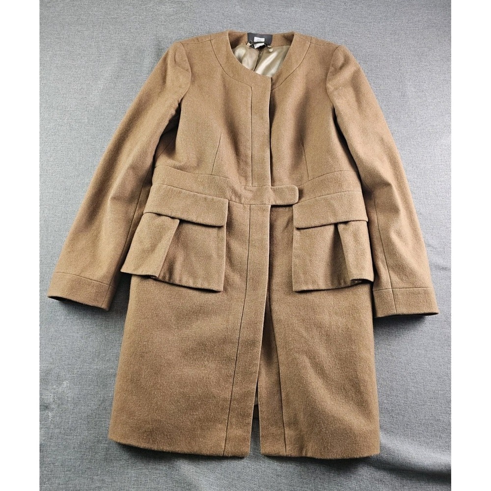 J Crew Nelo Gori Overcoat Womens Soze 10 Beige Wool Cashmere Chic